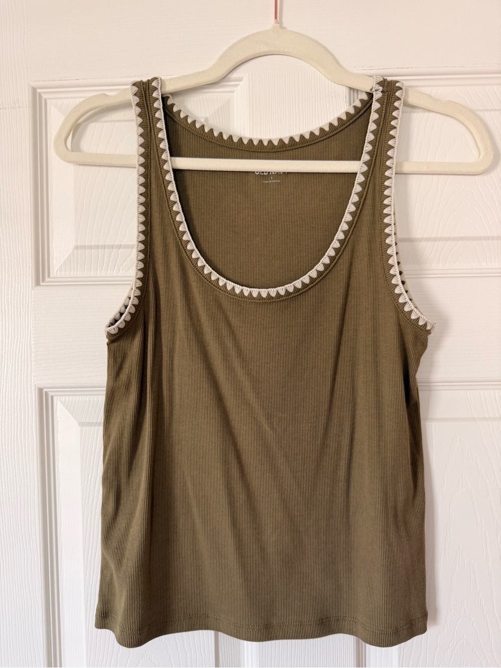 Old Navy Olive Tank Top with White Trim